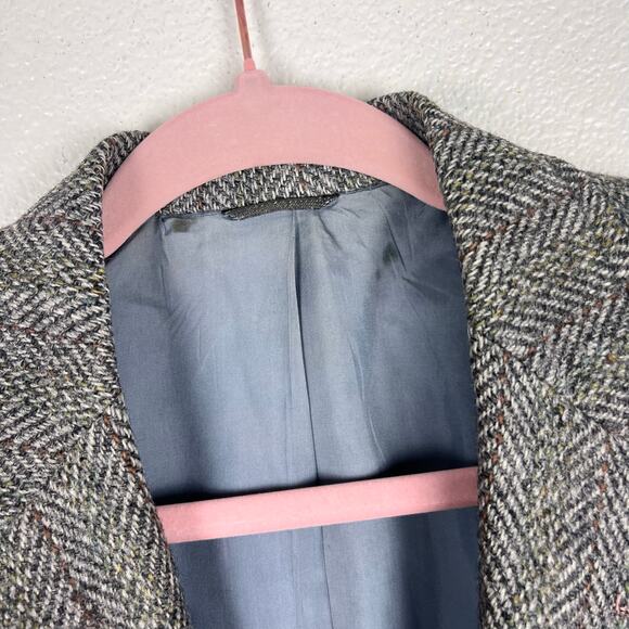 Harris Tweed Gray Herringbone Wool Blazer Sport Coat by Mawest Size Approx 40R - Picture 12 of 12